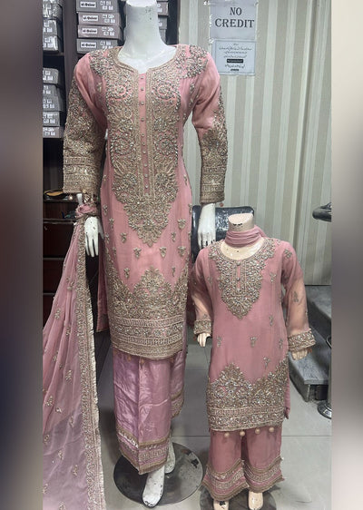 SHAZ1103 - Pink - Readymade Mother & Daughter Suit - Memsaab Online