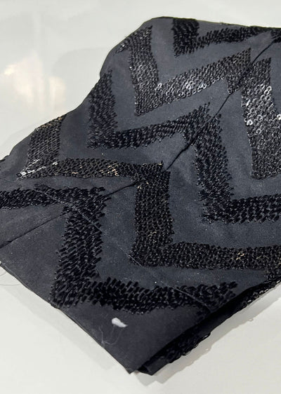 DXT503 Black Sequence Cotton Trousers - Memsaab Online
