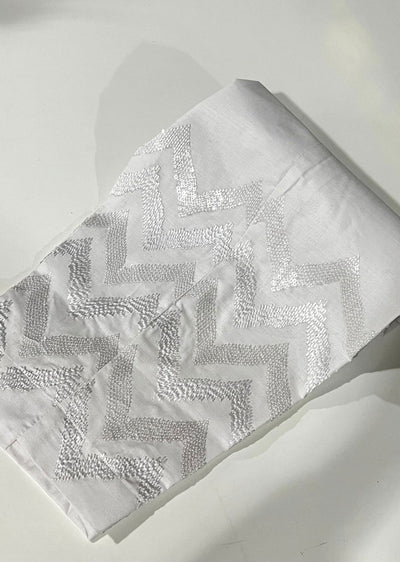 DXT503 White Sequence Cotton Trousers - Memsaab Online