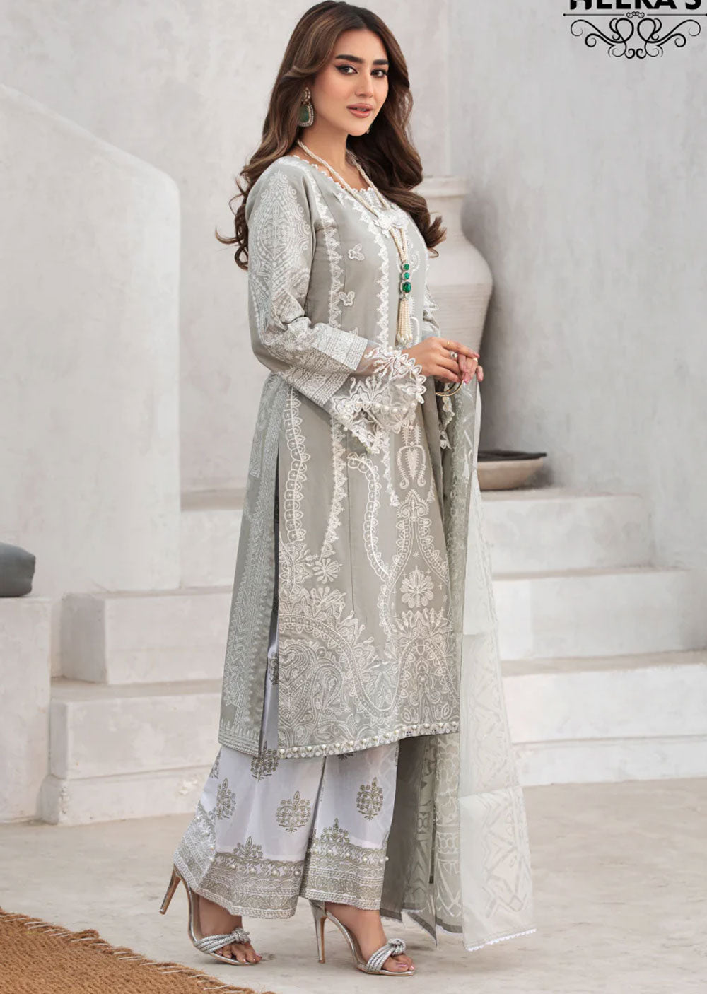 HSS-150 - Readymade Grey Cotton Suit - Memsaab Online