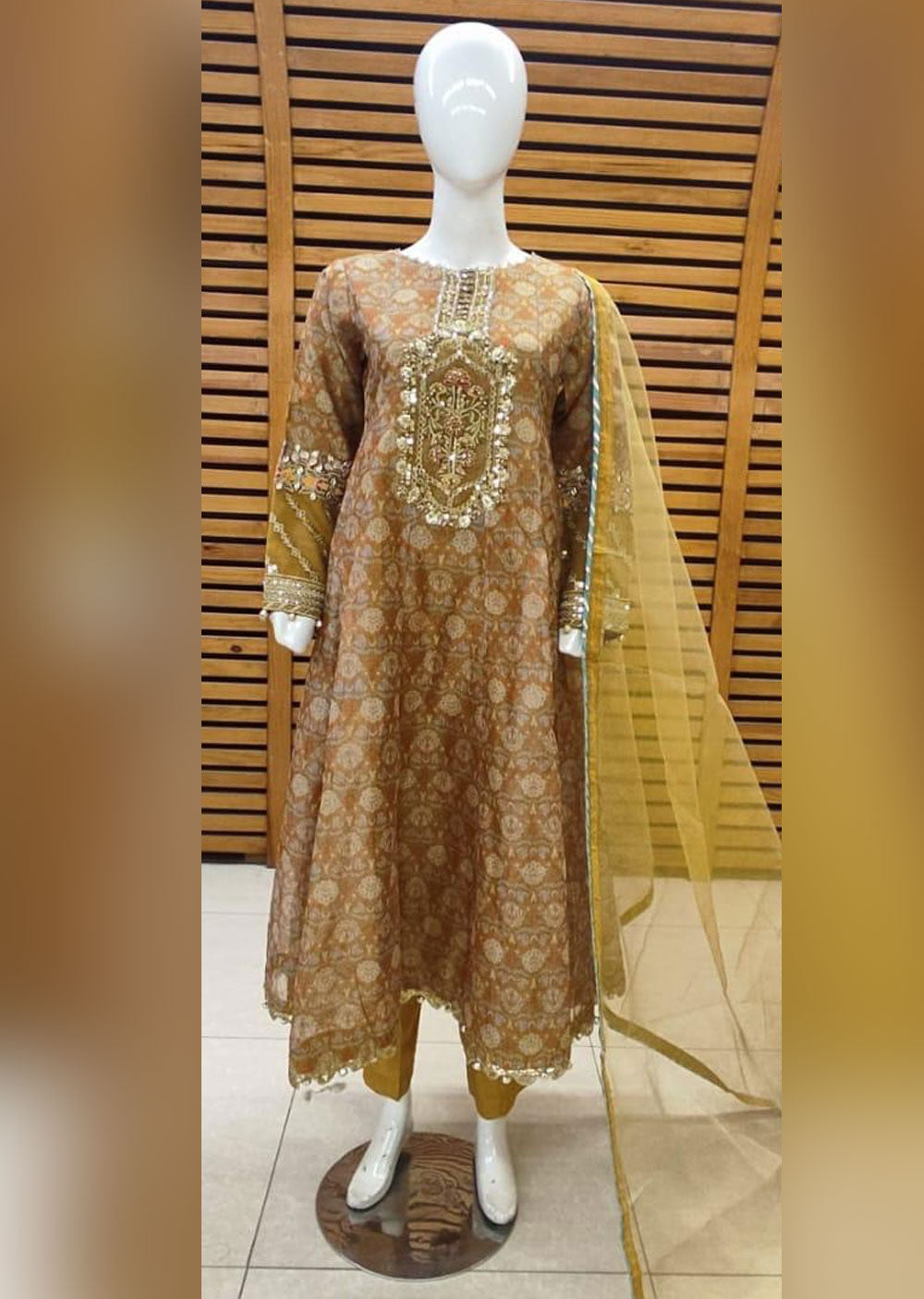 AL-3851 Readymade Mustard Ally's Dress - Memsaab Online