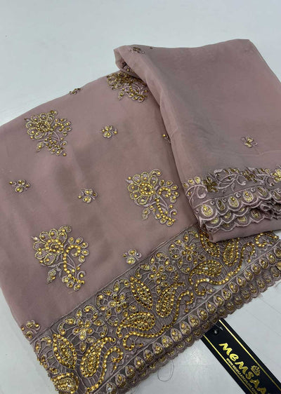 ATQ5262 Unstitched Lilac Georgette Suit - Memsaab Online