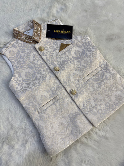 AK209 - Beige - Fancy Waistcoat - Father & Son - Memsaab Online