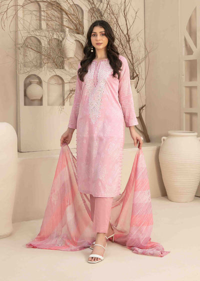 D-3452 - Readymade - Naama Embroidered Lawn By Tawakkal 2024 - Memsaab Online