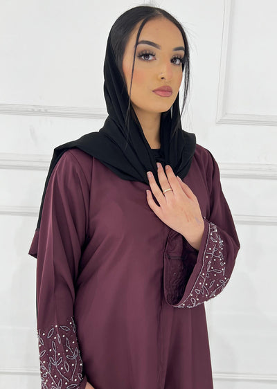 ASL-249 - Hina - Plum- Ladies Fancy Abaya - Memsaab Online