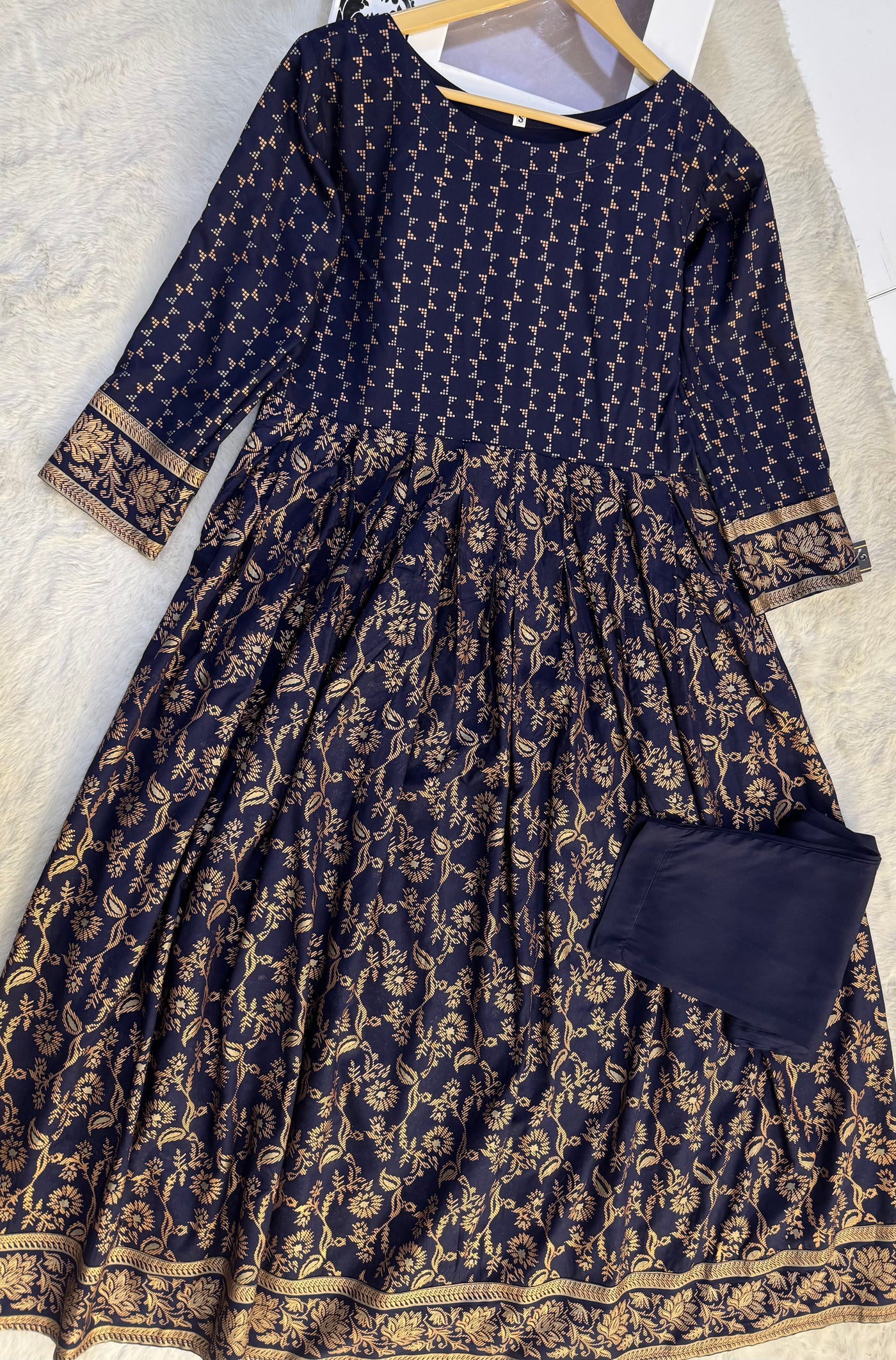 HK135 - Navy - Readymade Linen Dress Outfit - Memsaab Online
