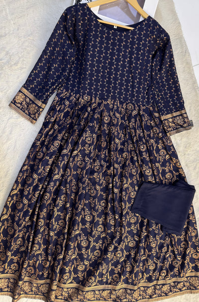 HK135 - Navy - Readymade Linen Dress Outfit - Memsaab Online