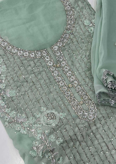 ATQ5335 Unstitched Mint Georgette Suit - Memsaab Online