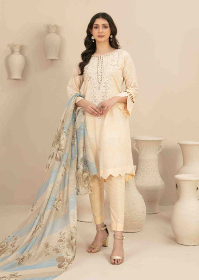 D-3453 - Readymade - Naama Embroidered Lawn By Tawakkal 2024 - Memsaab Online