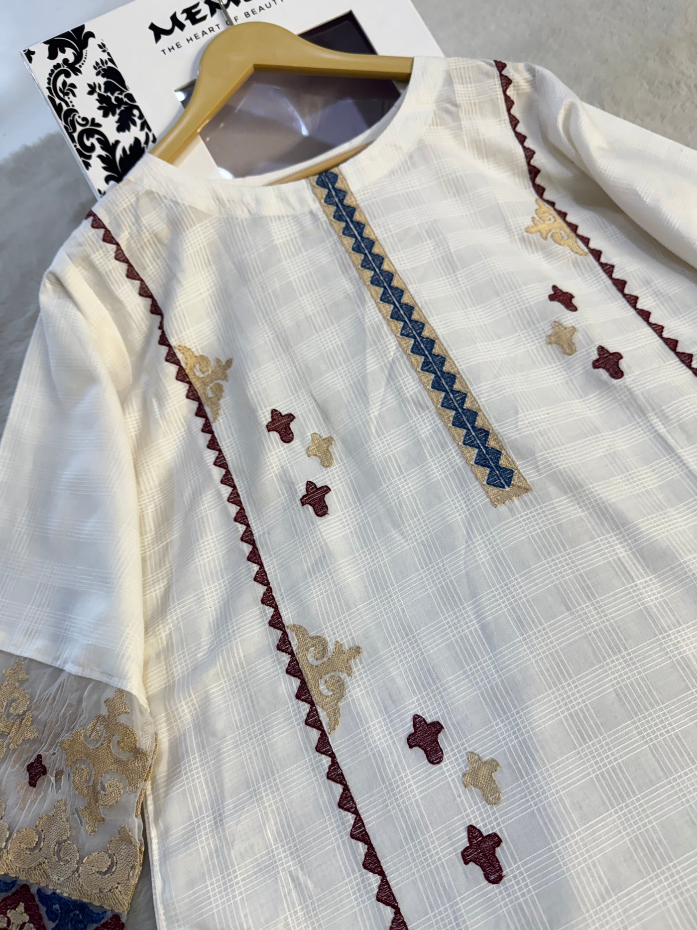 SN46 - Readymade - 2 Piece Khadi Net Outfit - Memsaab Online