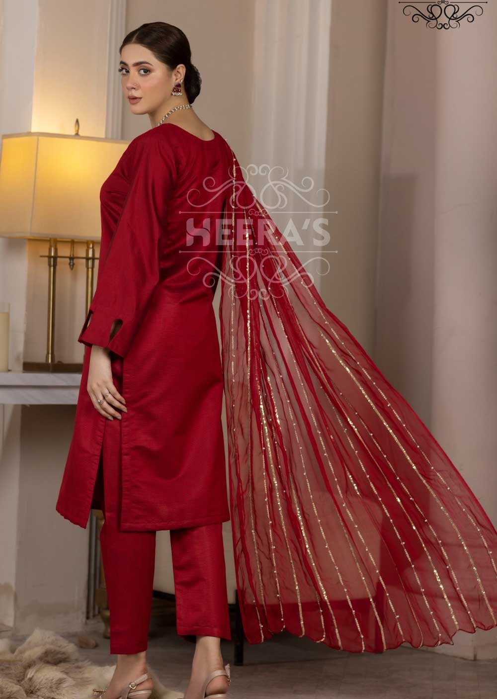 HSS-54 Readymade Winter Khadi Net Suit - Memsaab Online