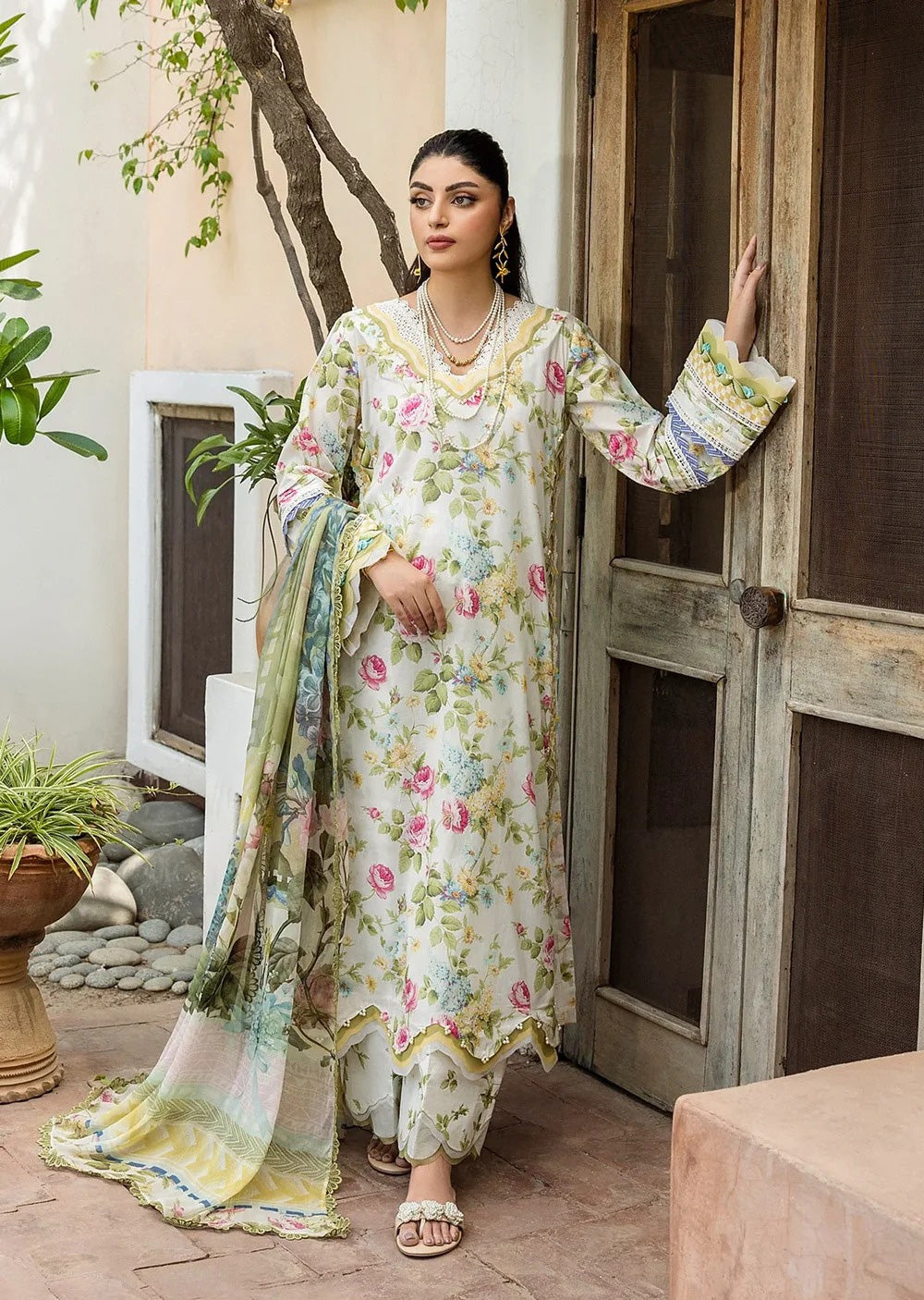 ELFECD-05-A-Gladiolus Grace-Readymade-Elaf Prints Collection 2025 - Memsaab Online