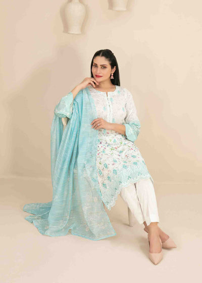 D-3455 - Readymade - Naama Embroidered Lawn By Tawakkal 2024 - Memsaab Online