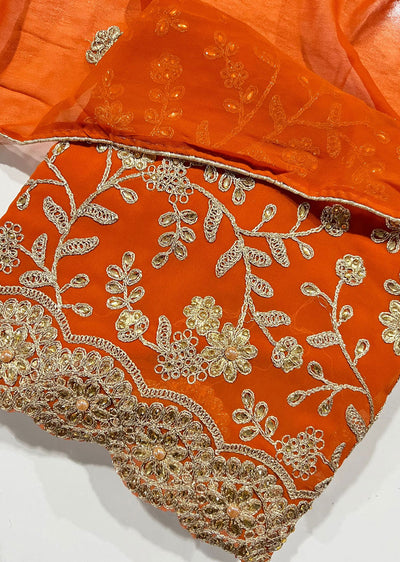 OP16755 Orange Unstitched Net Suit - Memsaab Online