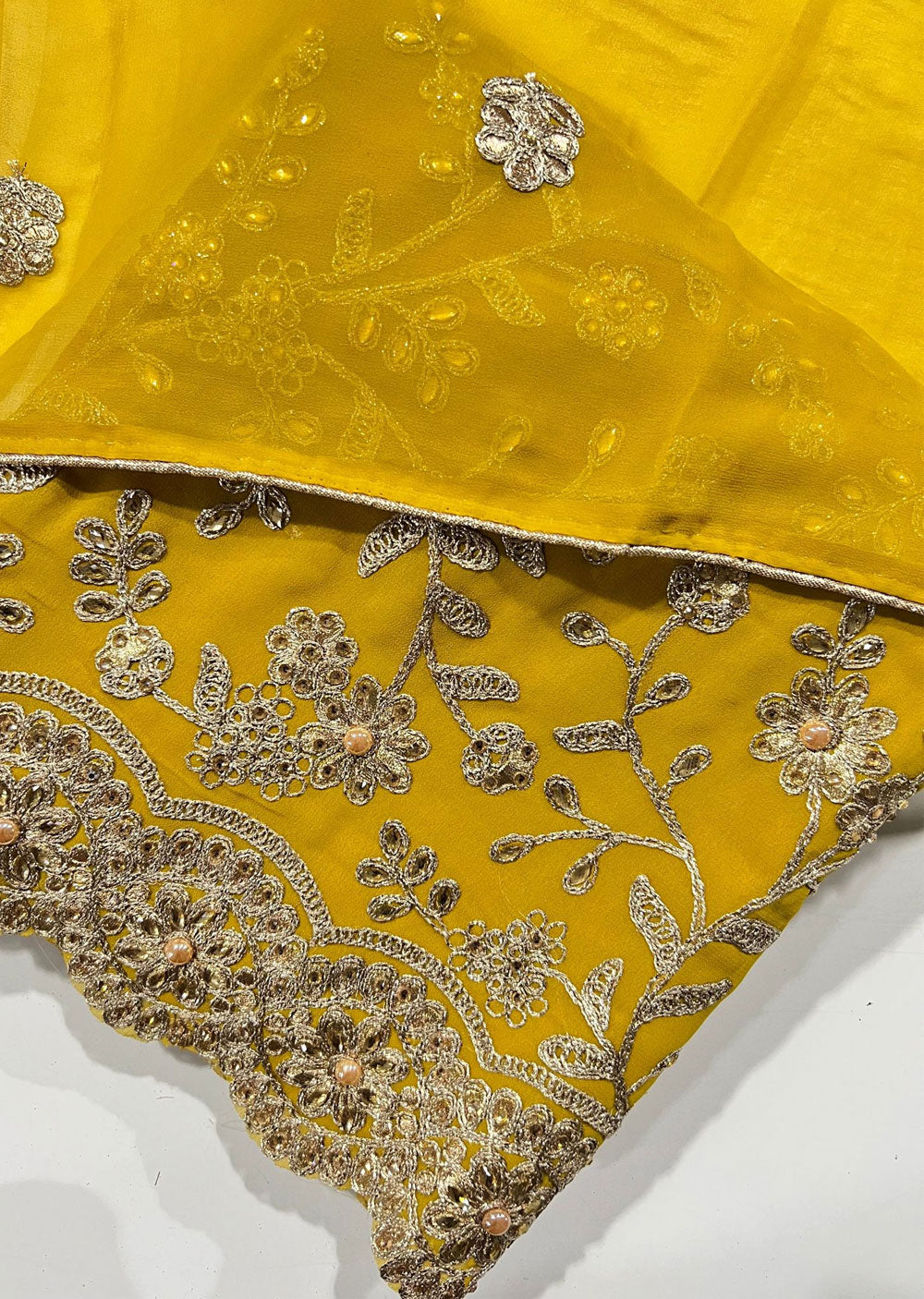 OP16755 Yellow Unstitched Net Suit - Memsaab Online