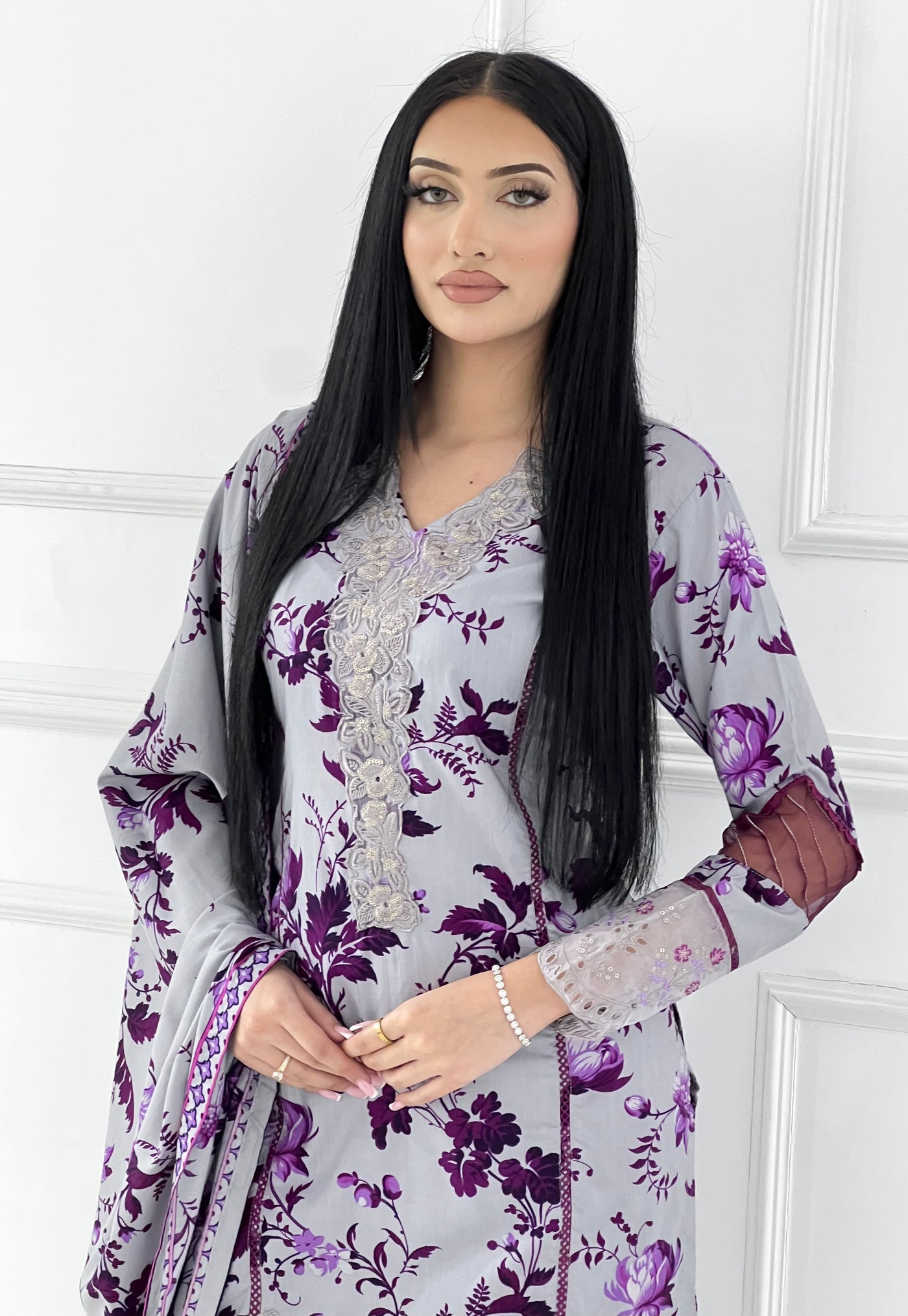 MDNA-24 - Readymade Embroidered LINEN Outfit - Memsaab Online