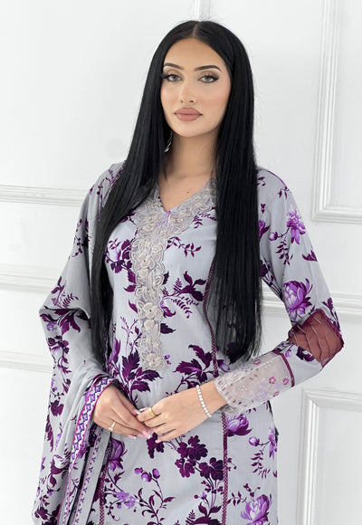 MDNA-24 - Readymade Embroidered LINEN Outfit - Memsaab Online