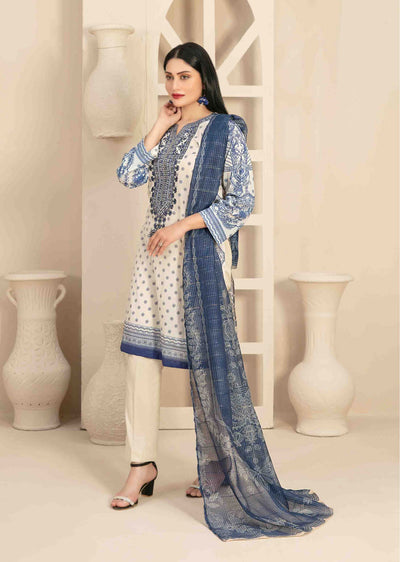 D-3457 - Readymade - Naama Embroidered Lawn By Tawakkal 2024 - Memsaab Online