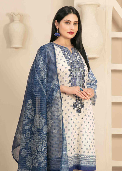 D-3457 - Readymade - Naama Embroidered Lawn By Tawakkal 2024 - Memsaab Online