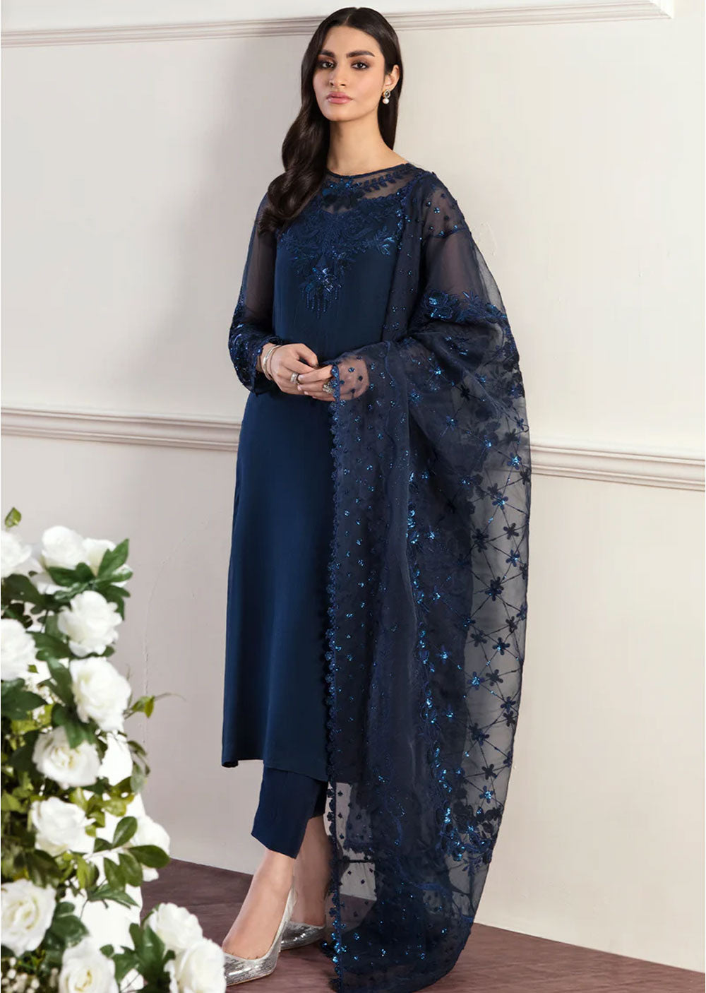 UF-D292 - Readymade - Baroque Embroidered Chiffon Suit 2024 - Memsaab Online