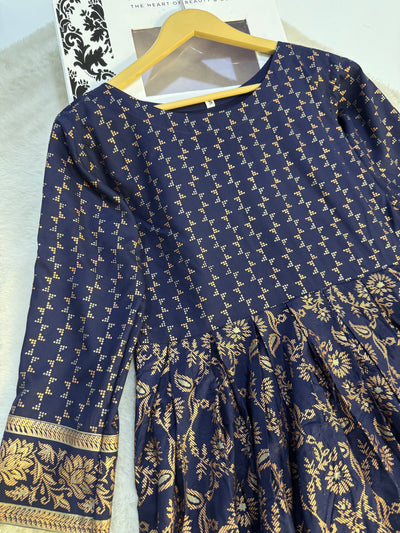 HK135 - Navy - Readymade Linen Dress Outfit - Memsaab Online