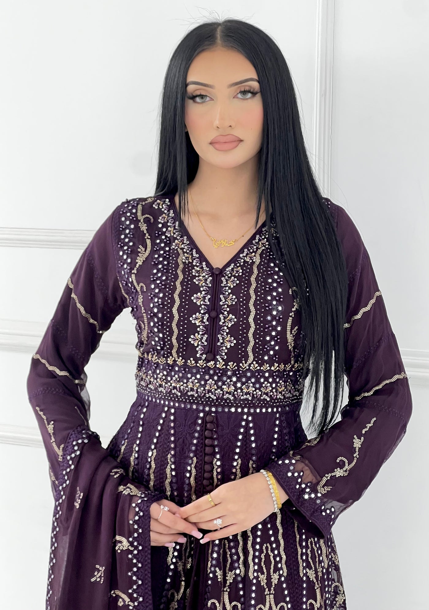 PS0800 Readymade Purple Chiffon Wedding Suit - Memsaab Online