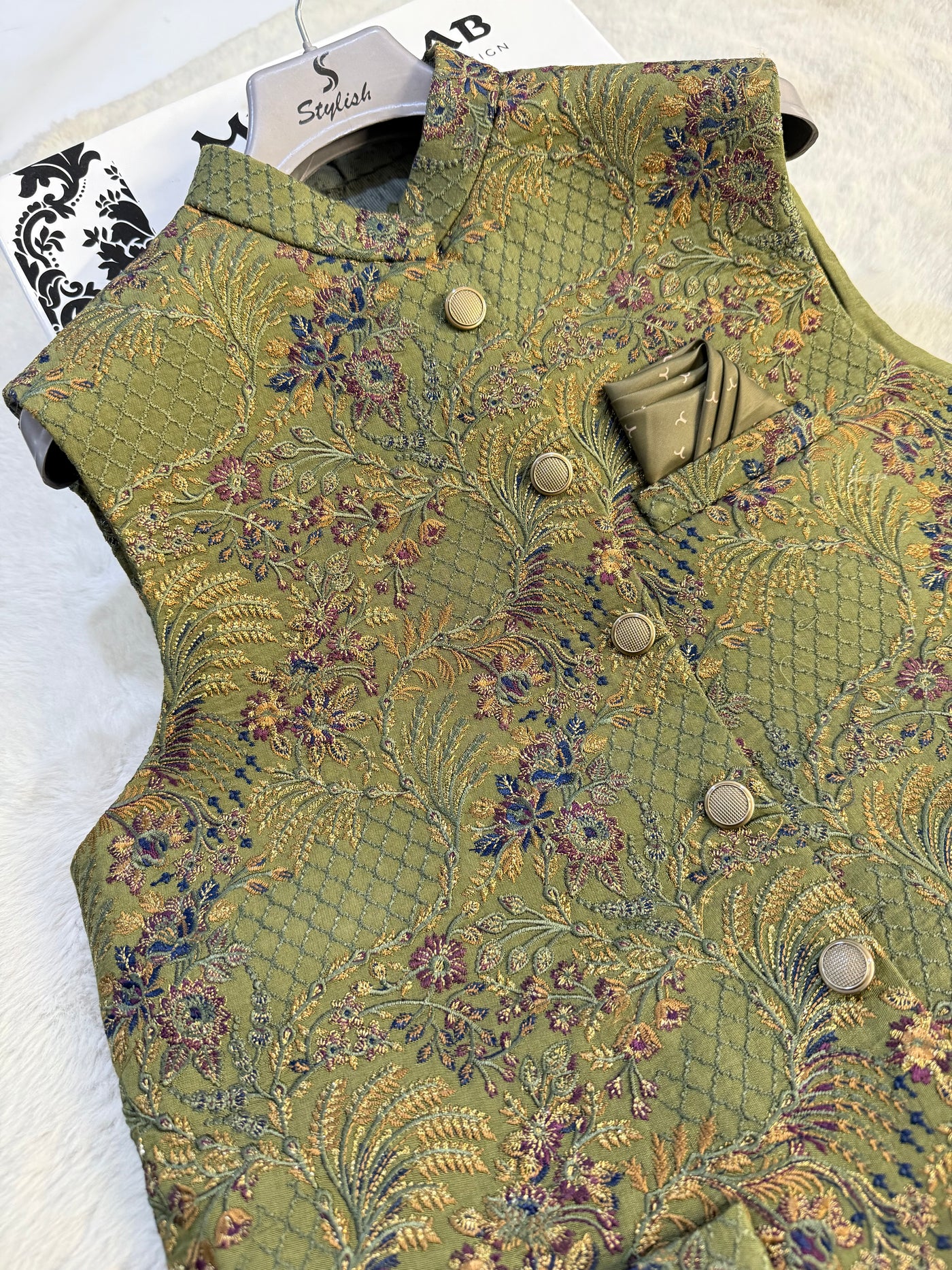 GS-5074 Readymade Elegant Embroidered Waistcoat 2025 - Memsaab Online