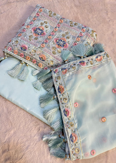 ASF8891 - Unstitched - Heavy Chiffon Sequence Suit - Memsaab Online