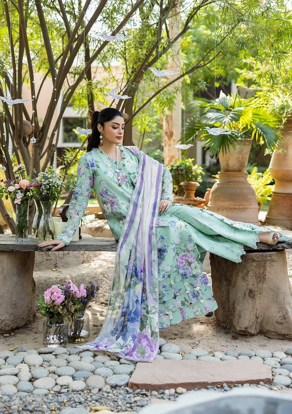 ELFECD-01-A- GARDENELLE - Readymade - Elaf Prints Collection 2025 - Memsaab Online