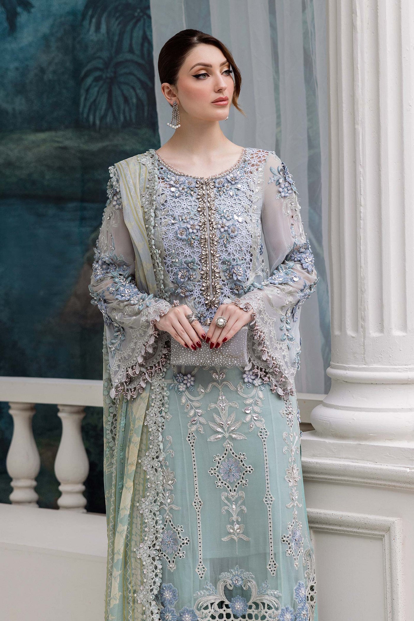 MPC-25-108-Unstitched Embroidered Chiffon Suit Maria B 2025 - Memsaab Online