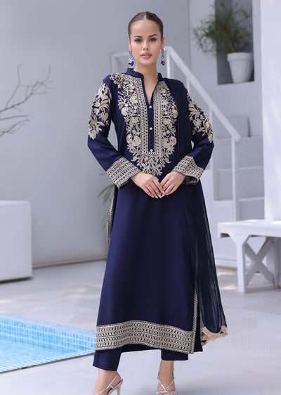 HK333 - Readymade China stone linen Outfit 2025 - Memsaab Online