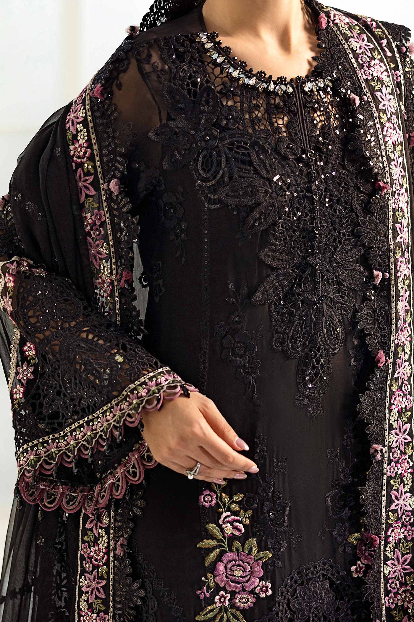 MPC-25-104-Unstitched Embroidered Chiffon Suit Maria B 2025 - Memsaab Online