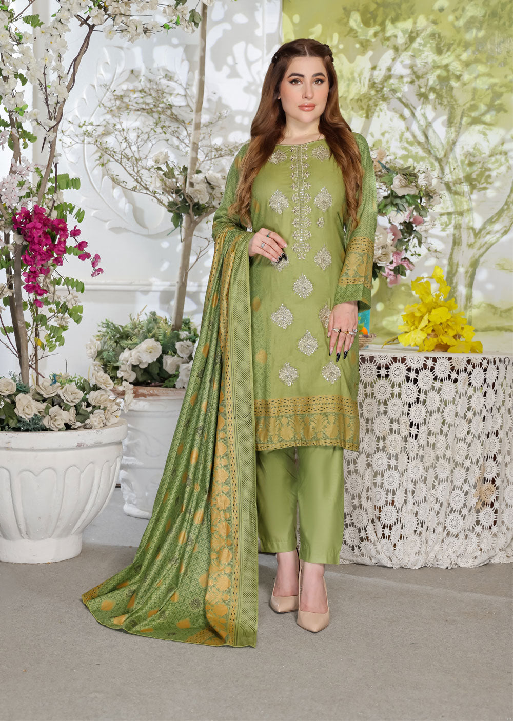 AMT470011 - Readymade Lawn Suit - Memsaab Online