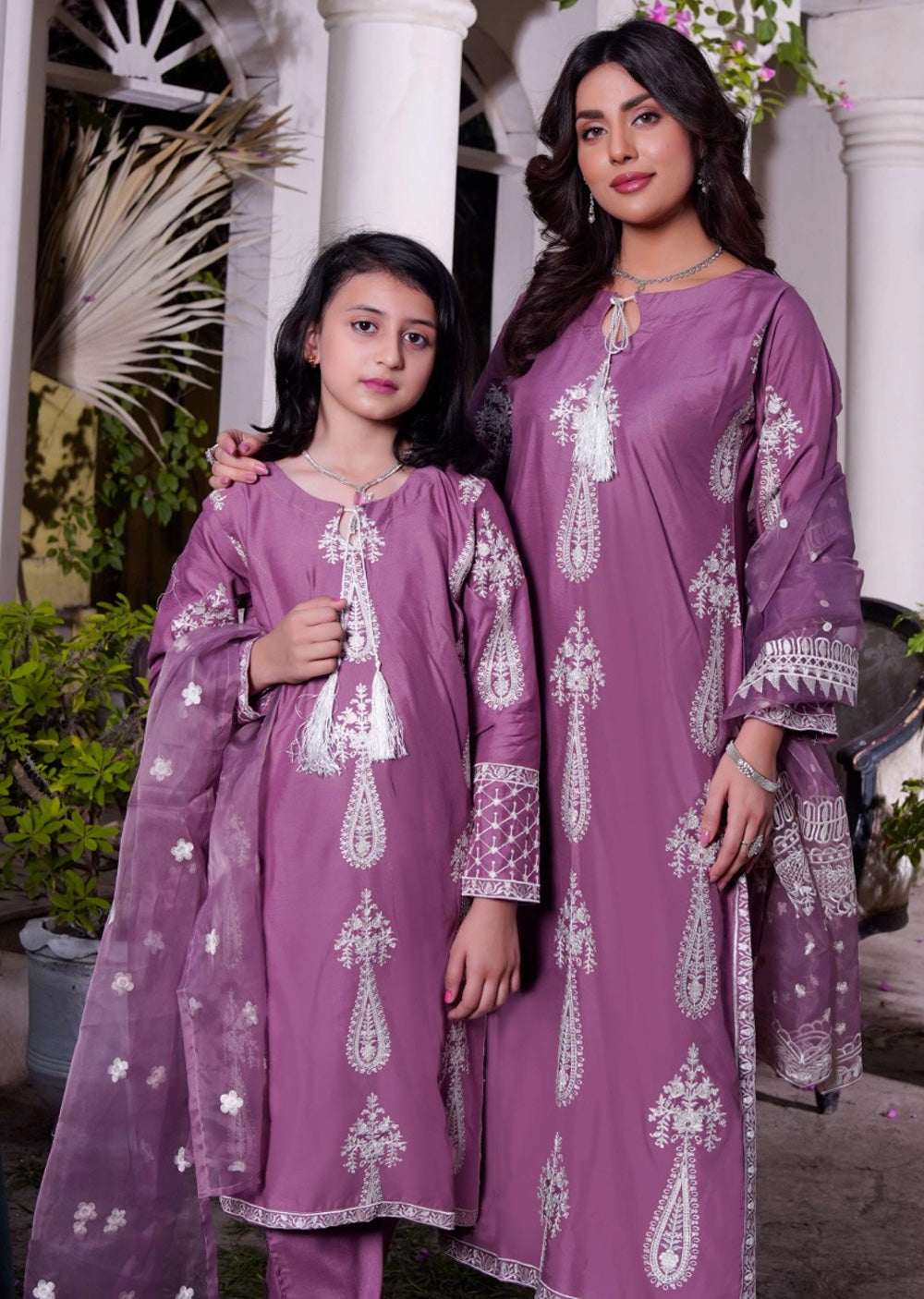 HK299 - Pink - Readymade - Mummy n Me Linen Outfit 2025 - Memsaab Online