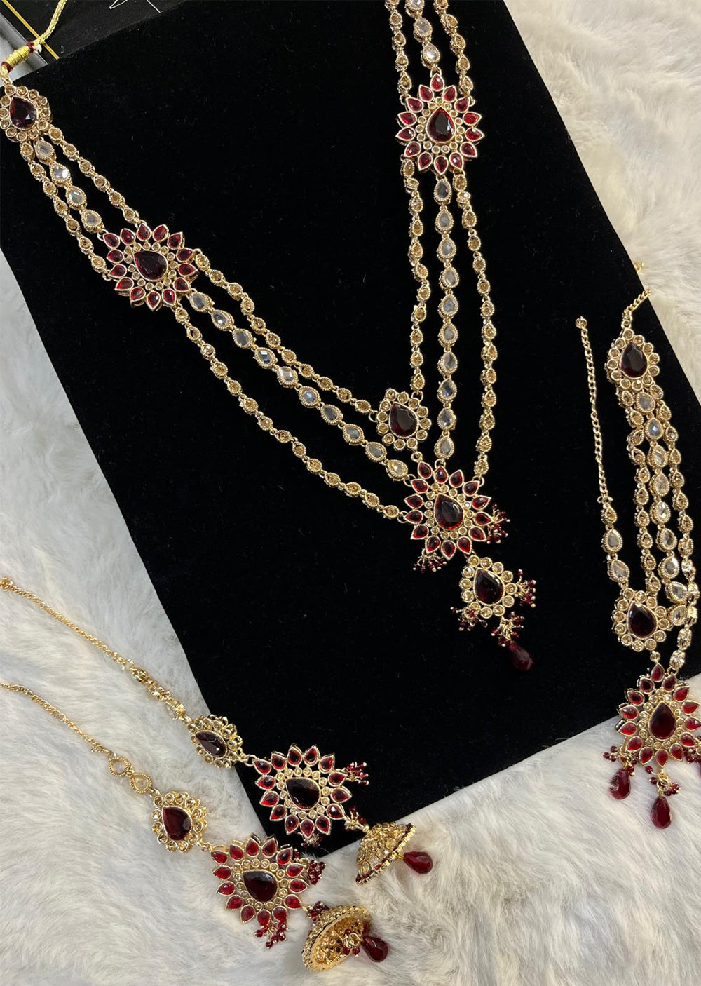 JBM32 Gold Plated Red Diamond choker Set - Memsaab Online