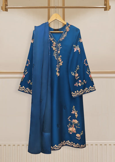 S110170 - Readymade - 2 Piece - Pure Embroidered Raw Silk Suit - Memsaab Online