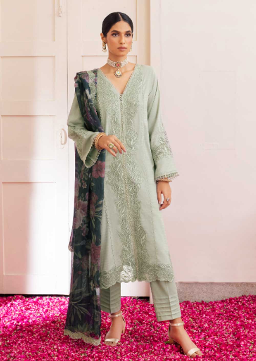 IZU-05 - Unstitched - Aashiaan Festive Lawn Collection by Iznik 2023 - Memsaab Online