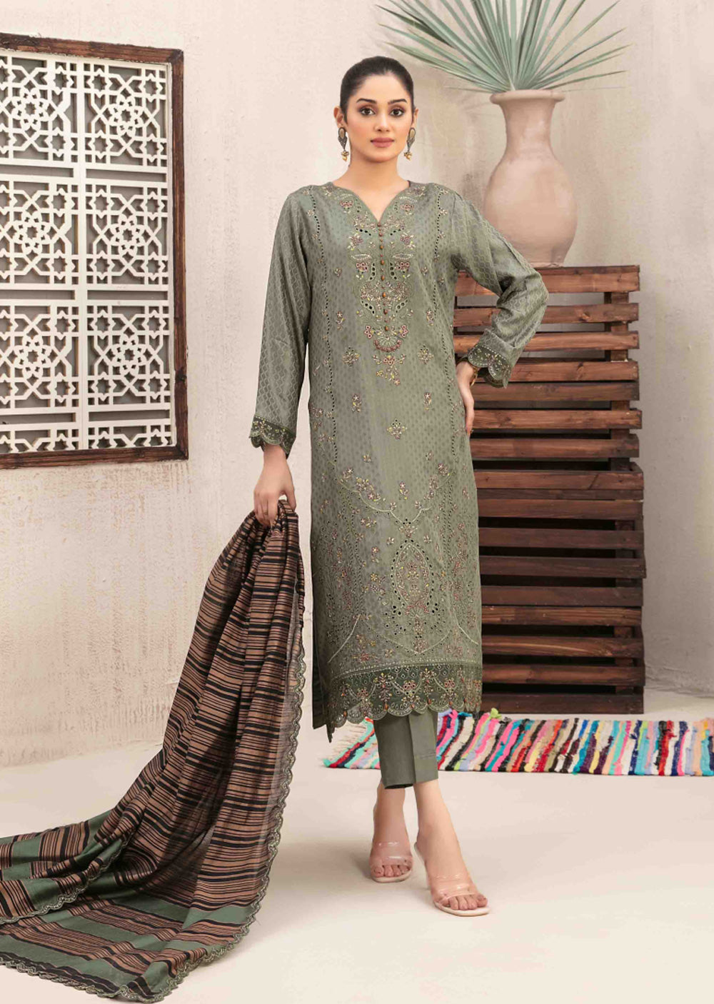 NTR-5264 - Unstitched - Nurten Fancy Embroidered Viscose Suit 2025 - Memsaab Online