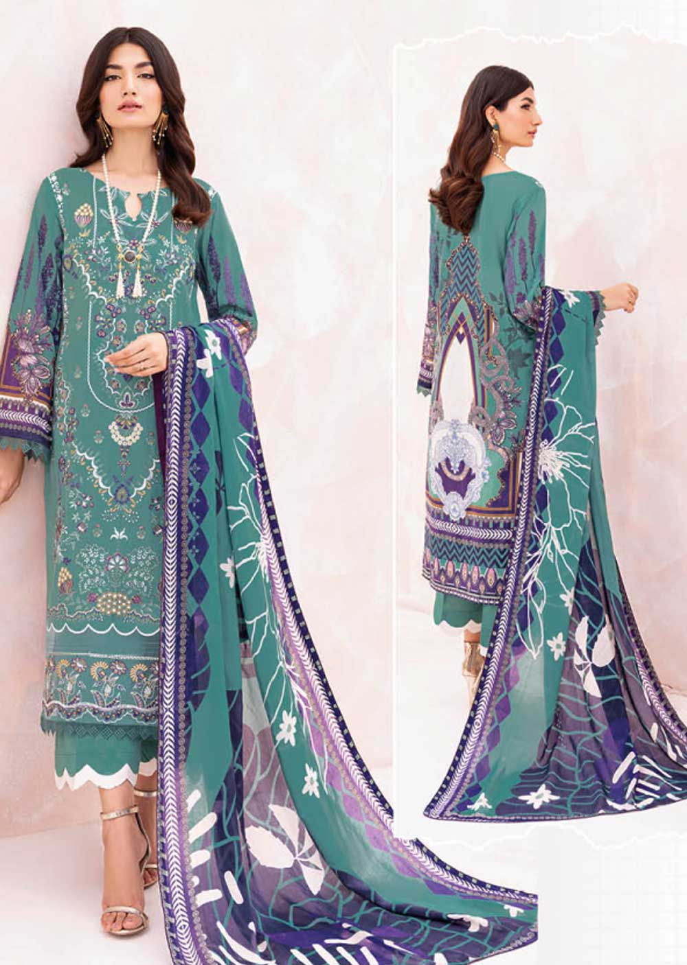 L-705-R - Readymade - Ramsha Mashaal Luxury Lawn Vol 07 2023 - Memsaab Online