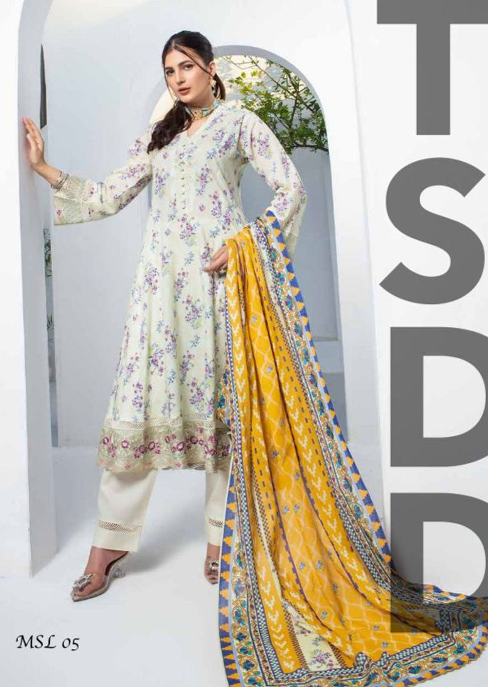 MSDL-05-R - Readymade - Munira Digital Lawn Suit 2024 - Memsaab Online