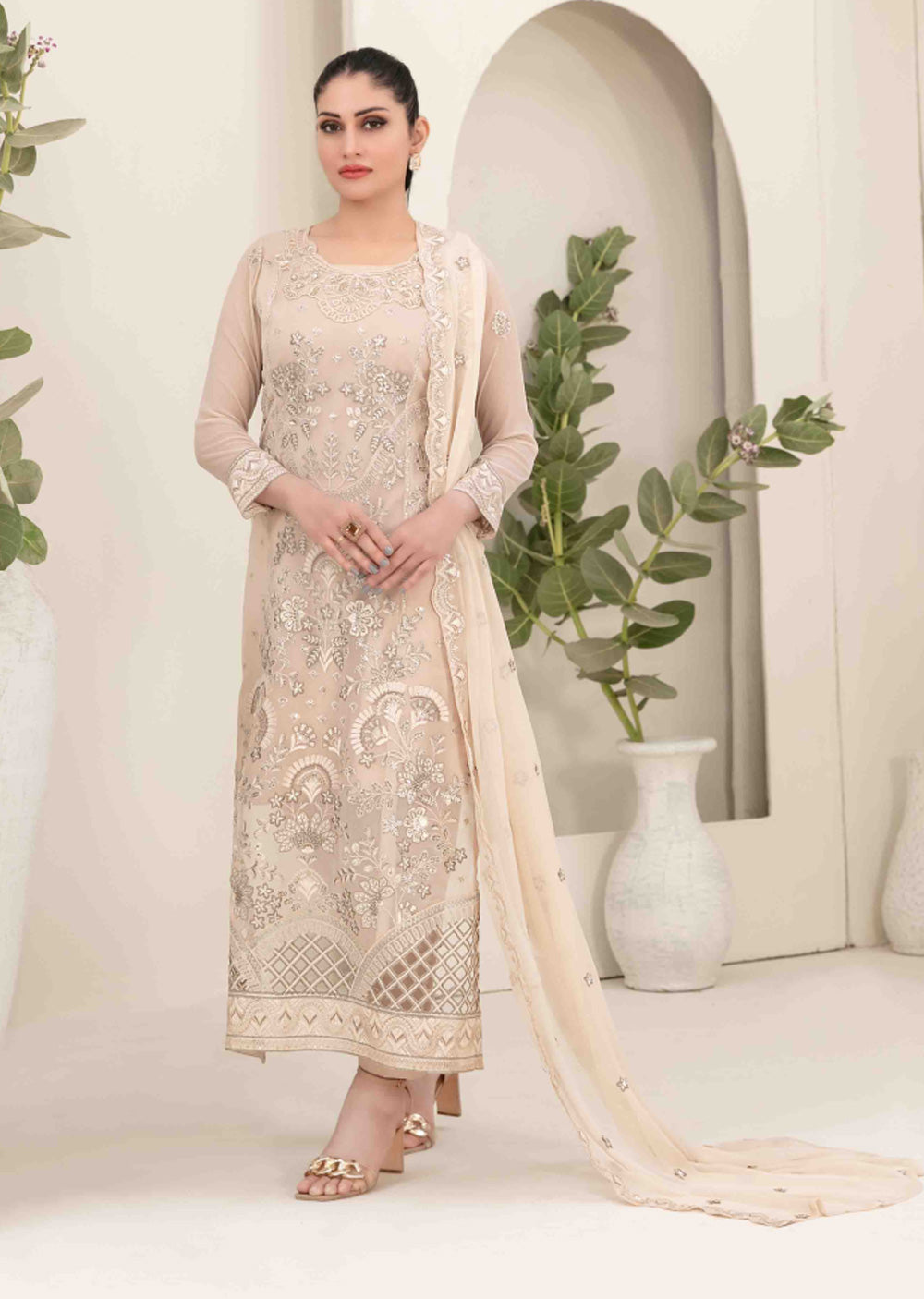 STH-5628 - Unstitched - Setareh Fancy Embroidered Chiffon Collection 25 - Memsaab Online