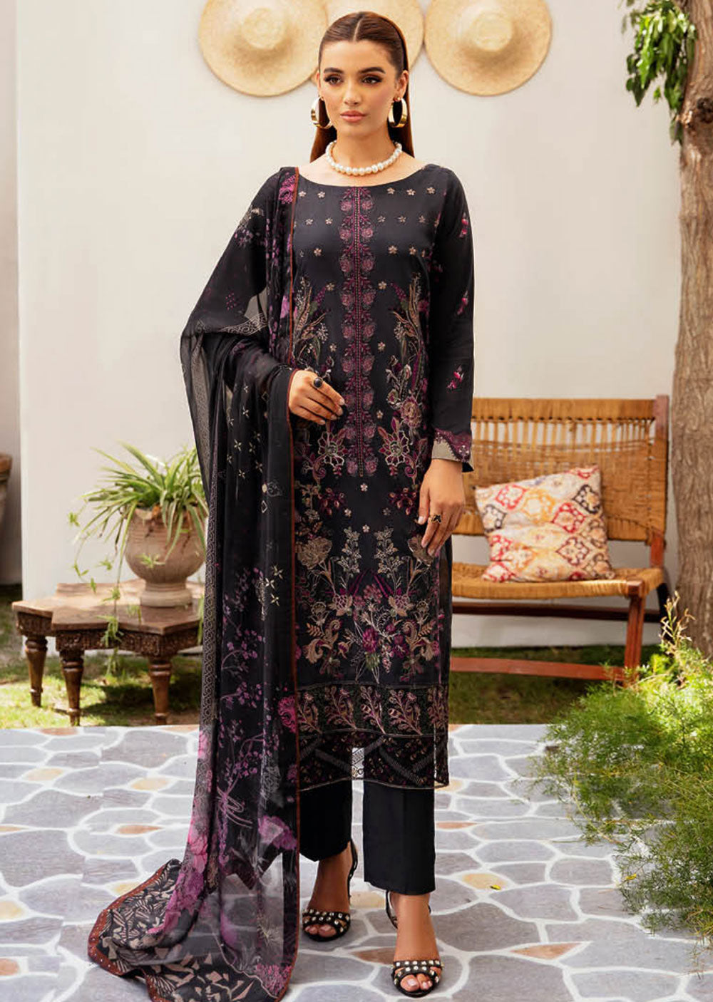 L-1205-R - Readymade - Ramsha Mashaal Luxury Lawn Vol 12 2024 - Memsaab Online