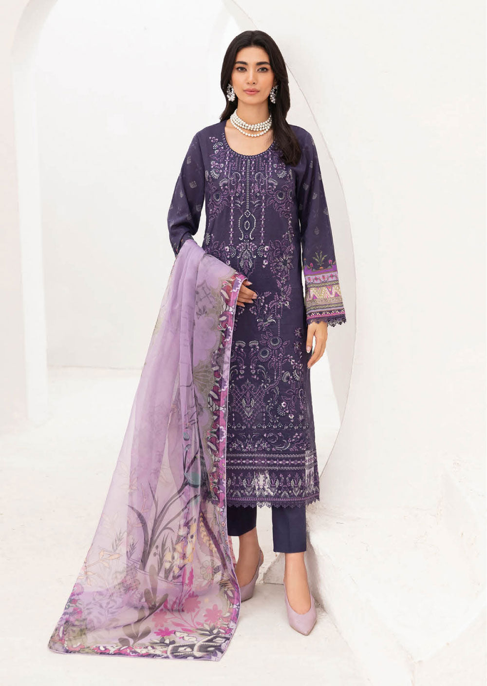 Z-1105 - Unstitched - Ramsha Mashaal Luxury Lawn Vol 11 2024 - Memsaab Online