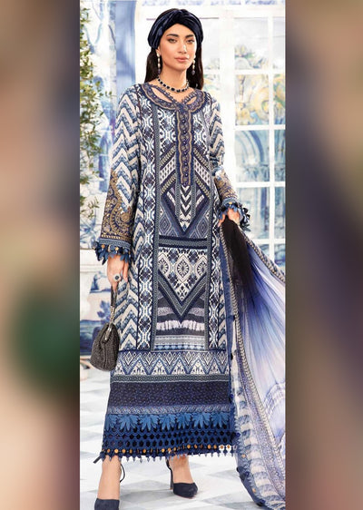 MTYC-04 - Blue/white - Unstitched - Maria B Inspired Dhanak Suit 2025 - Memsaab Online