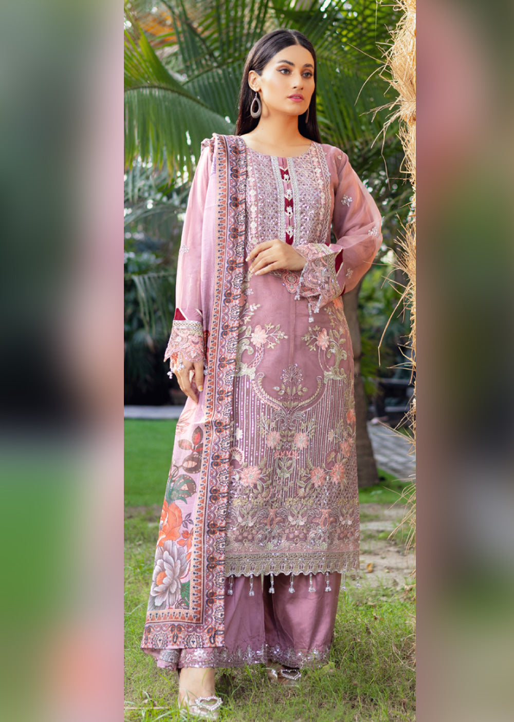 RYJ-05 - Readymade - Rangz Organza Embroidered Suit 2025 - Memsaab Online