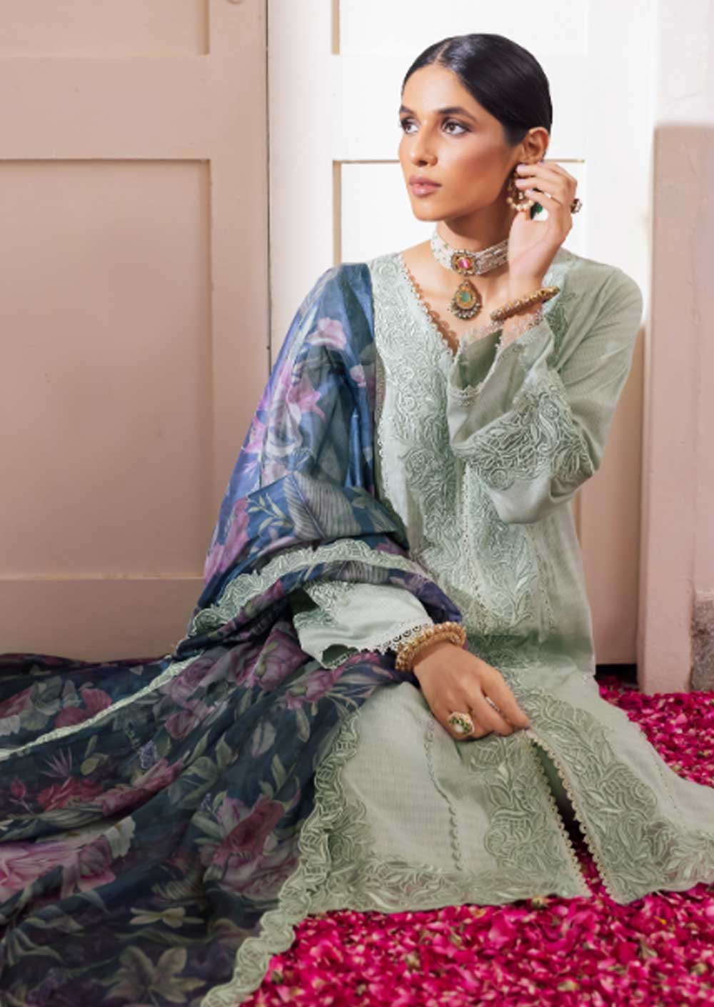 IZU-05 - Unstitched - Aashiaan Festive Lawn Collection by Iznik 2023 - Memsaab Online