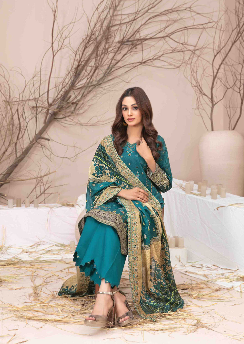 D-2605 - Unstitched - Ursiya Embroidered Lawn by Tawakkal 2024 - Memsaab Online