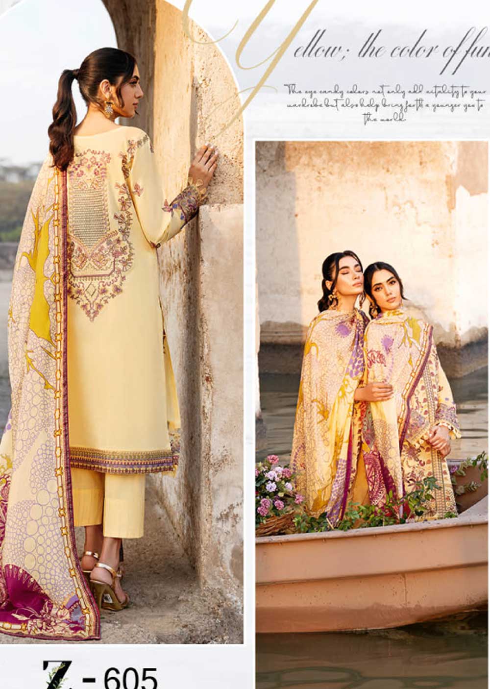 ZT-605 - Unstitched - Ramsha Andaaz Luxury Lawn Vol 06 2023 - Memsaab Online