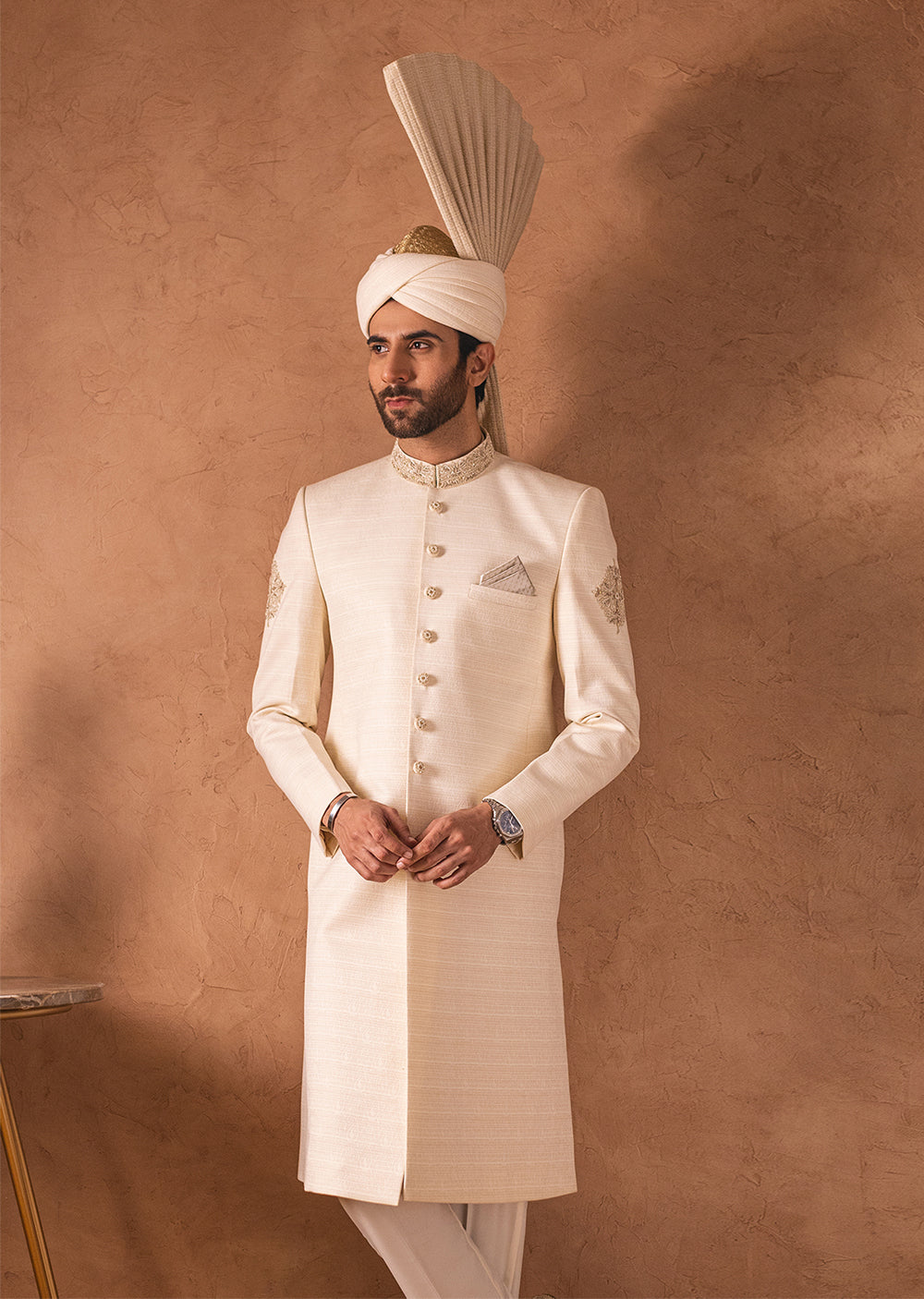 SHR-05 - offwhite - Readymade Mens Sherwani 2024 - Memsaab Online