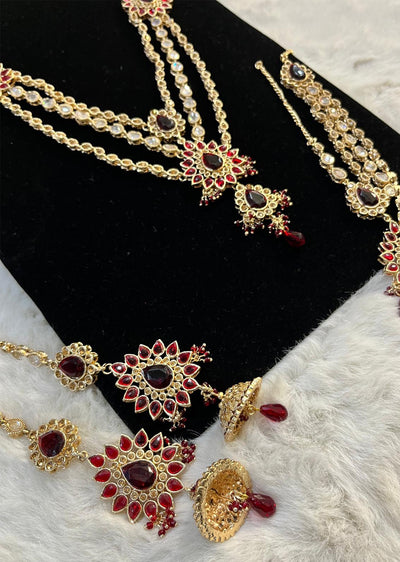 JBM32 Gold Plated Red Diamond choker Set - Memsaab Online